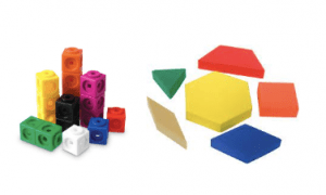 snap cubes, pattern blocks