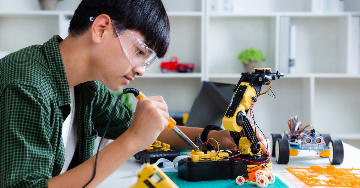 Child working on a hands-on project at home